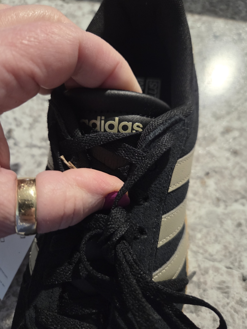 New In Box adidas Breaknet Sleek Women’s Black Suede with Bronze An Gum Sole - Picture 4 of 10